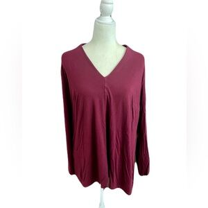 Liz Claiborne Burgundy V-Neck Tunic Top Size XL